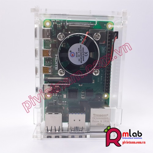 Vỏ hộp mica có quạt tản nhiệt SP27 dành cho Raspberry Pi 4