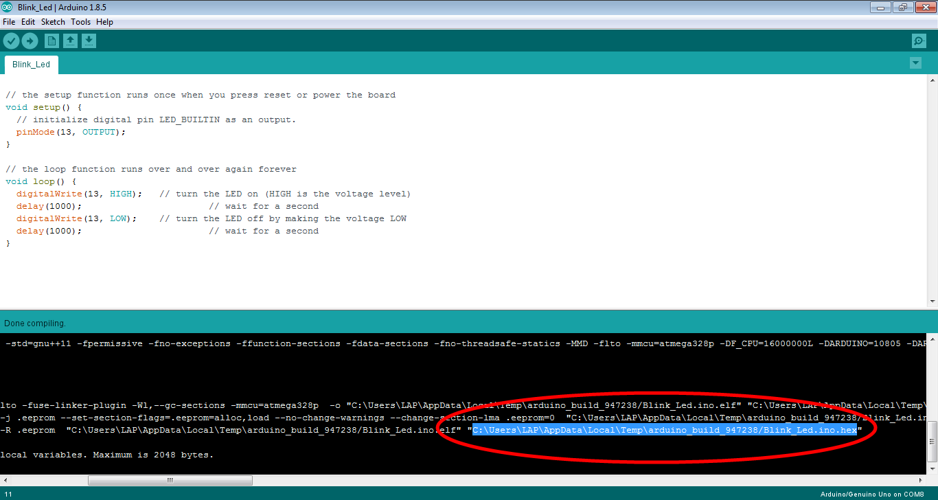 Học Arduino Bài 3: Tạo file hex trên Arduino IDE